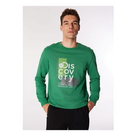 Discovery Expedition D4WM-SWT3212 Yeşil Erkek Bisiklet Relaxed Baskılı Sweatshirt