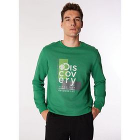 Discovery Expedition D4WM-SWT3212 Yeşil Erkek Bisiklet Relaxed Baskılı Sweatshirt