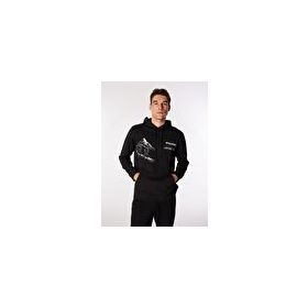 Discovery Expedition D4WM-SWT3218 Siyah Erkek Kapüşon Relaxed Baskılı Sweatshirt
