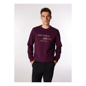 Discovery Expedition D4WM-SWT3220 Mürdüm Erkek Bisiklet Relaxed Baskılı Sweatshirt