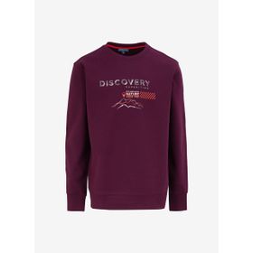 Discovery Expedition D4WM-SWT3220 Mürdüm Erkek Bisiklet Relaxed Baskılı Sweatshirt
