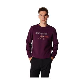 Discovery Expedition D4WM-SWT3220 Mürdüm Erkek Bisiklet Relaxed Baskılı Sweatshirt