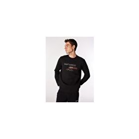 Discovery Expedition D4WM-SWT3220 Siyah Erkek Bisiklet Relaxed Baskılı Sweatshirt