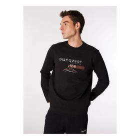 Discovery Expedition D4WM-SWT3220 Siyah Erkek Bisiklet Relaxed Baskılı Sweatshirt