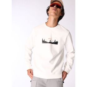 Discovery Expedition D4WM-SWT3224 Kırık Beyaz Erkek Bisiklet Relaxed Baskılı Sweatshirt