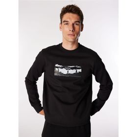 Discovery Expedition D4WM-SWT3224 Siyah Erkek Bisiklet Relaxed Baskılı Sweatshirt