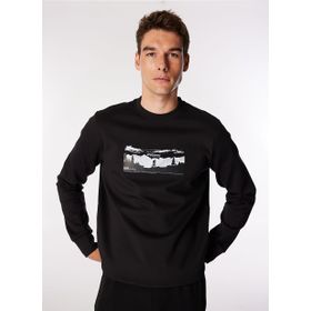 Discovery Expedition D4WM-SWT3224 Siyah Erkek Bisiklet Relaxed Baskılı Sweatshirt
