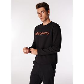 Discovery Expedition D4WM-SWT3225 Siyah Erkek Bisiklet Relaxed Baskılı Sweatshirt