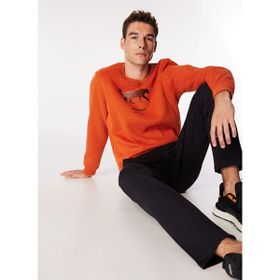 Discovery Expedition D4WM-SWT3247 Koyu Turuncu Erkek Bisiklet Relaxed Baskılı Sweatshirt