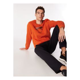 Discovery Expedition D4WM-SWT3247 Koyu Turuncu Erkek Bisiklet Relaxed Baskılı Sweatshirt