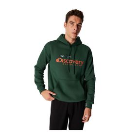 Discovery Expedition D4WM-SWT3248 Koyu Yeşil Erkek Kapüşon Loose Fit Nakışlı Sweatshirt