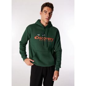 Discovery Expedition D4WM-SWT3248 Koyu Yeşil Erkek Kapüşon Loose Fit Nakışlı Sweatshirt
