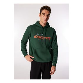 Discovery Expedition D4WM-SWT3248 Koyu Yeşil Erkek Kapüşon Loose Fit Nakışlı Sweatshirt