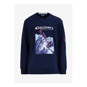 Discovery Expedition D4WM-SWT3253 Lacivert Erkek Bisiklet Relaxed Baskılı Sweatshirt