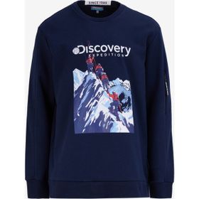 Discovery Expedition D4WM-SWT3253 Lacivert Erkek Bisiklet Relaxed Baskılı Sweatshirt