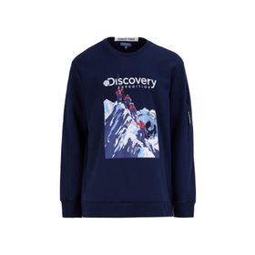 Discovery Expedition D4WM-SWT3253 Lacivert Erkek Bisiklet Relaxed Baskılı Sweatshirt