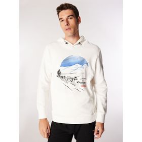 Discovery Expedition D4WM-SWT3255 Kırık Beyaz Erkek Kapüşon Relaxed Baskılı Sweatshirt