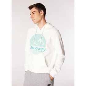 Discovery Expedition D4WM-SWT3257 Kırık Beyaz Erkek Kapüşon Relaxed Baskılı Sweatshirt
