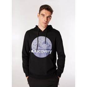 Discovery Expedition D4WM-SWT3257 Siyah Kapüşon Relaxed Baskılı Erkek Sweatshirt