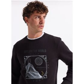 Discovery Expedition D4WM-SWT3270 Siyah Erkek Bisiklet Relaxed Baskılı Sweatshirt