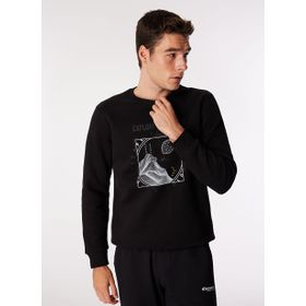 Discovery Expedition D4WM-SWT3270 Siyah Erkek Bisiklet Relaxed Baskılı Sweatshirt