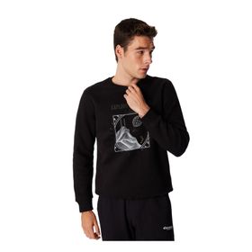 Discovery Expedition D4WM-SWT3270 Siyah Erkek Bisiklet Relaxed Baskılı Sweatshirt