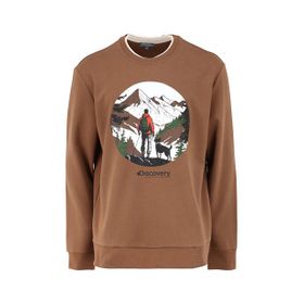 Discovery Expedition D4WM-SWT3271 Açık Kahve Bisiklet Relaxed Baskılı Erkek Sweatshirt