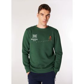 Discovery Expedition D4WM-SWT3283 Koyu Yeşil Bisiklet Relaxed Baskılı Erkek Sweatshirt