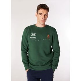 Discovery Expedition D4WM-SWT3283 Koyu Yeşil Bisiklet Relaxed Baskılı Erkek Sweatshirt