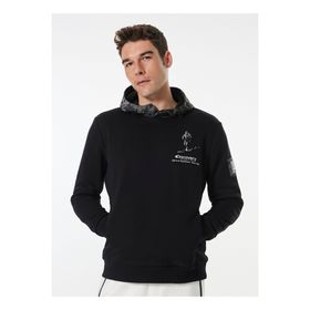 Discovery Expedition D4WM-SWT3290 Siyah Kapüşon Relaxed Düz Erkek Sweatshirt