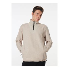 Discovery Expedition D4WM-SWT3293 Bej Dik Relaxed Düz Erkek Sweatshirt