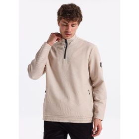 Discovery Expedition D4WM-SWT3293 Bej Dik Relaxed Düz Erkek Sweatshirt