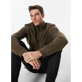 Discovery Expedition D4WM-SWT3325 Haki Erkek Dik Relaxed Düz Sweatmont