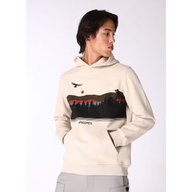 Discovery Expedition D4WM-SWT3326 Bej Erkek Kapüşon Relaxed Baskılı Sweatshirt