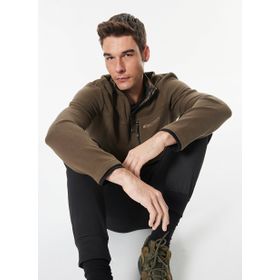 Discovery Expedition D4WM-SWT3331 Haki Erkek Dik Basic Baskılı Sweatshirt