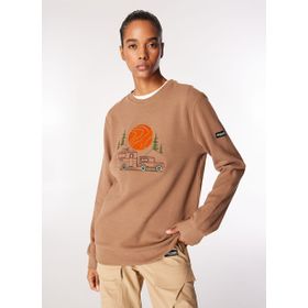 Discovery Expedition D4WM-SWT3332 Açık Kahve Erkek Bisiklet Relaxed Nakışlı Sweatshirt