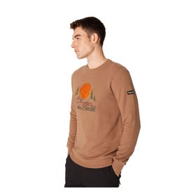 Discovery Expedition D4WM-SWT3332 Açık Kahve Erkek Bisiklet Relaxed Nakışlı Sweatshirt