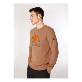 Discovery Expedition D4WM-SWT3332 Açık Kahve Erkek Bisiklet Relaxed Nakışlı Sweatshirt