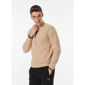 Discovery Expedition D4WM-SWT3993 Dik Basic Düz Polar Bej Erkek Sweatshirt