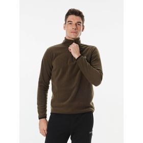 Discovery Expedition D4WM-SWT3993 Haki Erkek Dik Basic Düz Polar Sweatshirt