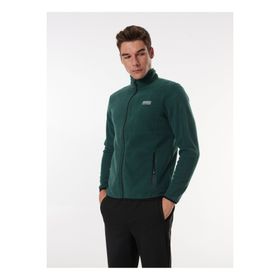 Discovery Expedition D4WM-SWT3994 Koyu Yeşil Dik Basic Düz Polar Erkek Sweatshirt