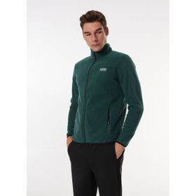 Discovery Expedition D4WM-SWT3994 Koyu Yeşil Dik Basic Düz Polar Erkek Sweatshirt