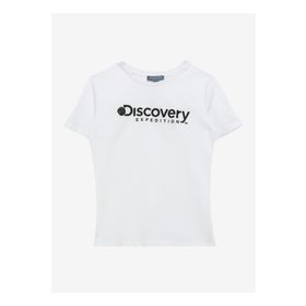 Discovery Expedition Rogers Gırl Beyaz Kız Çocuk Bisiklet Yaka Baskılı T-Shirt