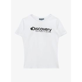 Discovery Expedition Rogers Gırl Beyaz Kız Çocuk Bisiklet Yaka Baskılı T-Shirt