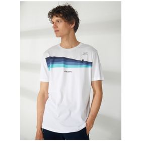 Discovery HARDAP Expedition Bisiklet Yaka Baskılı Kırık Beyaz Erkek T-Shirt