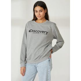 Discovery W-ENERGY Expedition Bisiklet Yaka Gri Melanj Kadın Sweatshirt