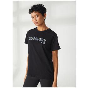 Discovery W-HOLDEN Expedition Bisiklet Yaka Baskılı Siyah Kadın T-Shirt