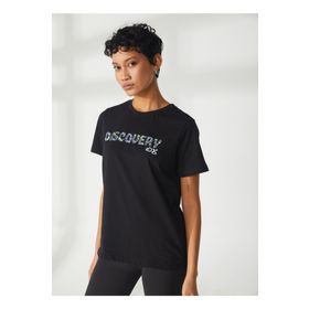 Discovery W-HOLDEN Expedition Bisiklet Yaka Baskılı Siyah Kadın T-Shirt