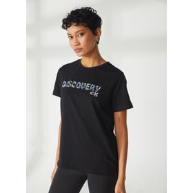 Discovery W-HOLDEN Expedition Bisiklet Yaka Baskılı Siyah Kadın T-Shirt