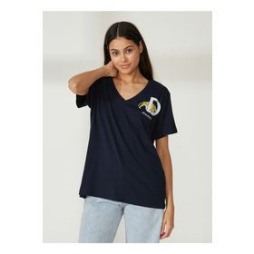 Discovery W-MERCAN Expedition V Yaka Baskılı Lacivert Kadın T-Shirt